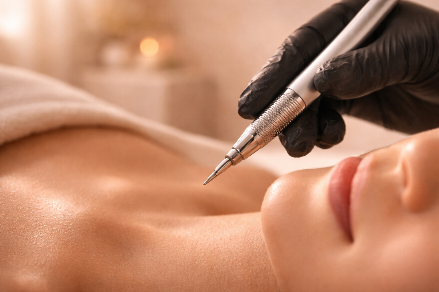 Serene, clinical setting representing advanced aesthetic facial treatments