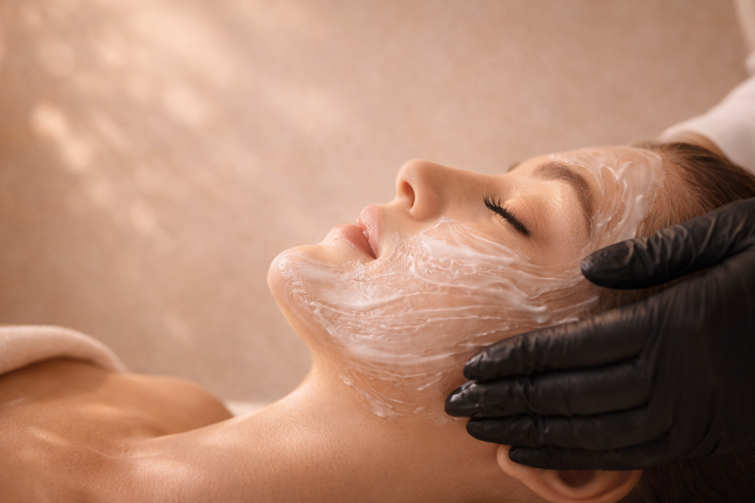 Elegant close-up of a relaxing bespoke facial treatment