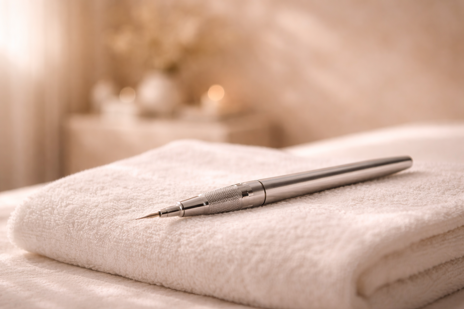 Clinical yet serene setting representing advanced electrolysis precision