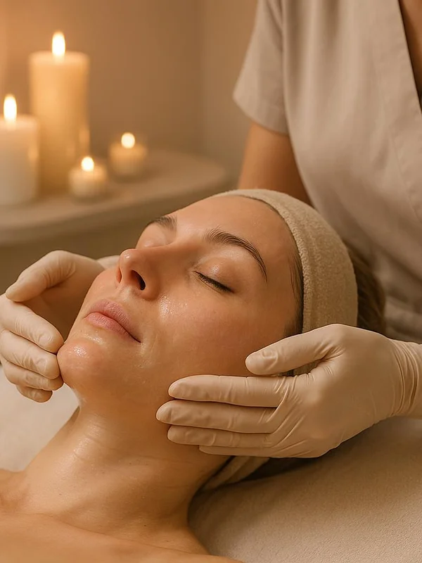 A premium luxurious facial treatment in progress